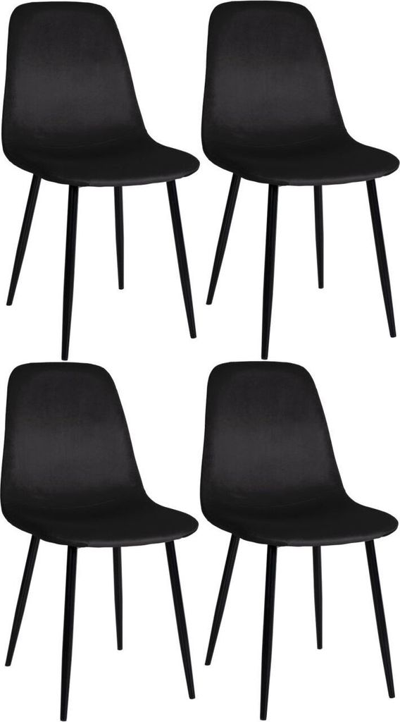 4er Set Esszimmerstühle Napier Samt schwarz
