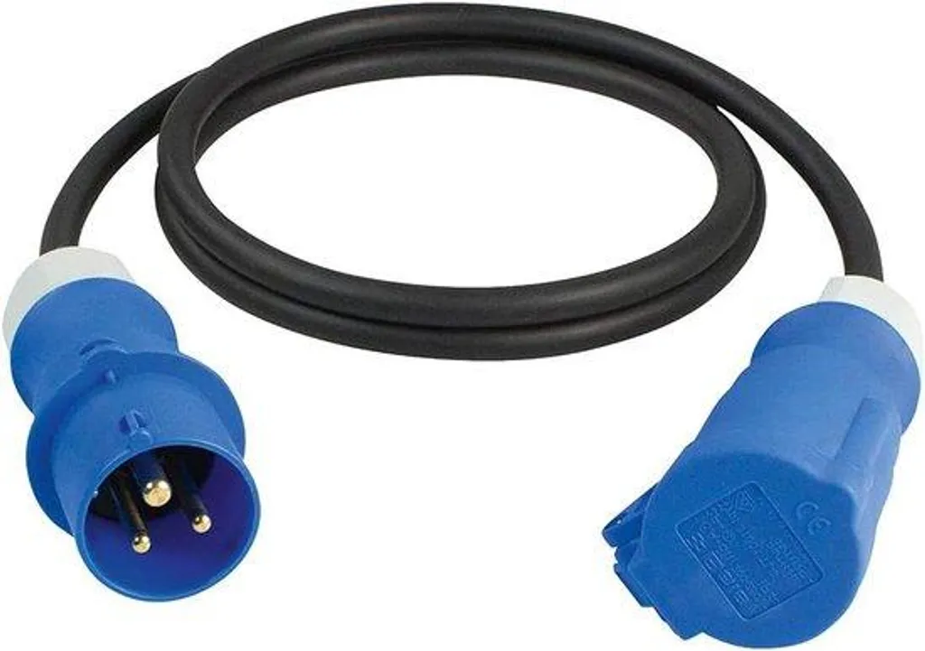 Rallonge électrique 3 broches 230V de 5 mètres noire renforcée - 16A