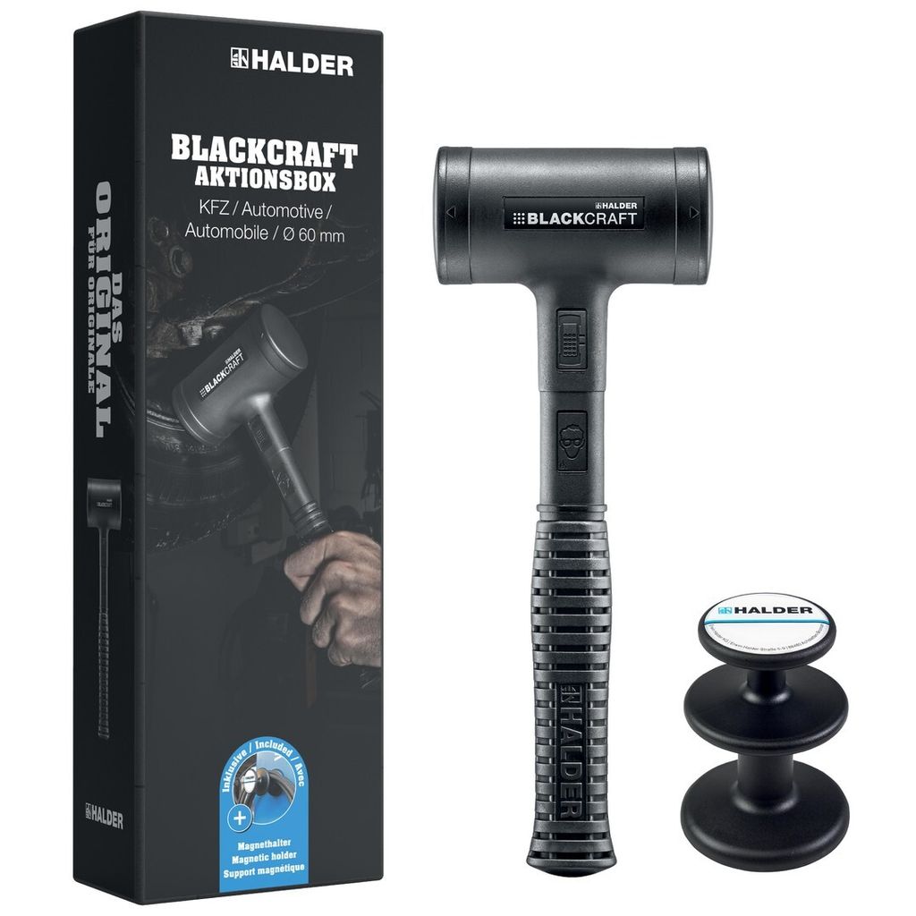 HALDER BLACKCRAFT-Aktionsbox KFZ, BLACKCRAFT-Schonhammer D60 plus Magnethalter | 3379s004