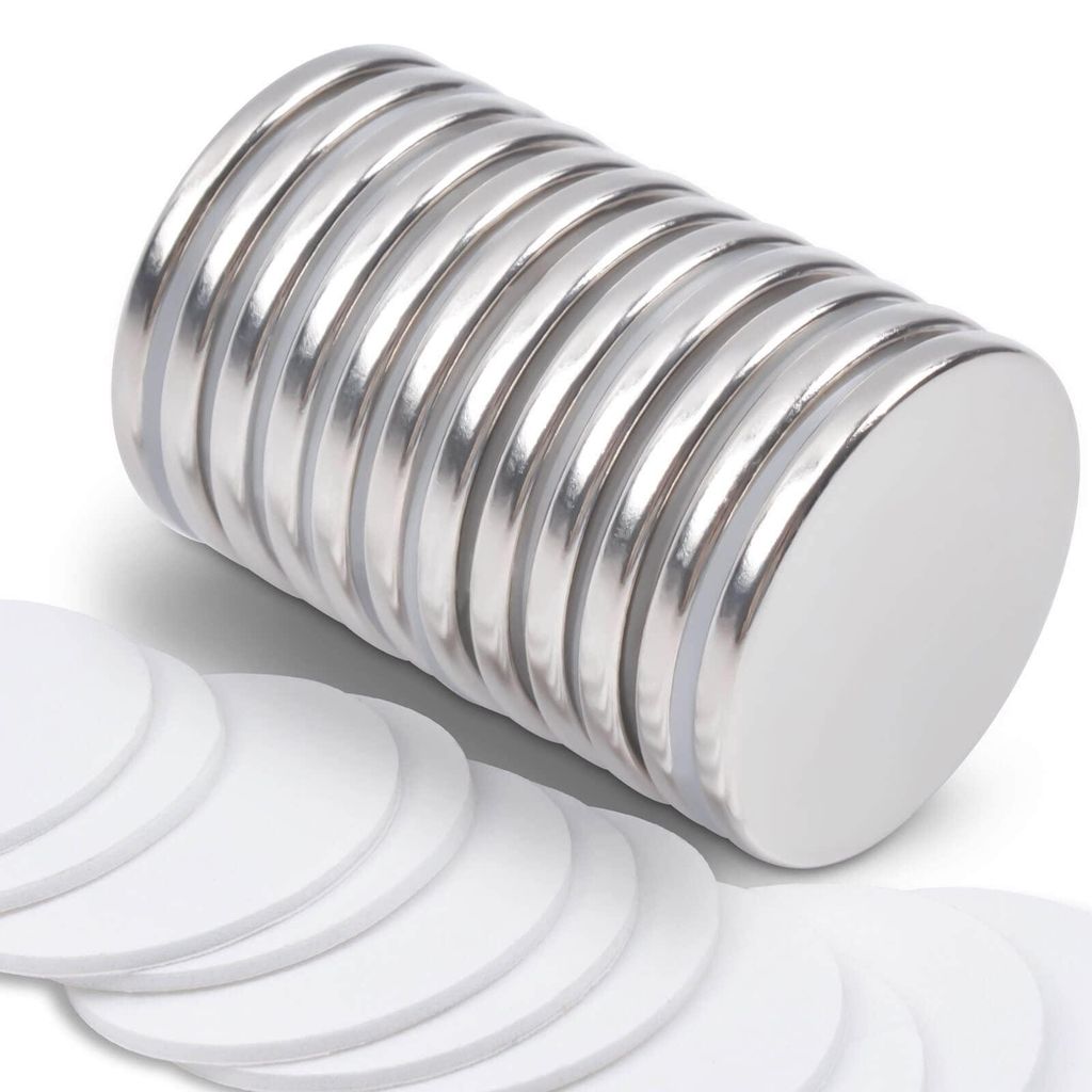 Neodym-Magnete, 20 x 2 mm, starke runde Mini-Selbstklebemagnete für Bastelarbeiten, Kühlschränke, Whiteboards, Büro und Industrie, 12 Stück