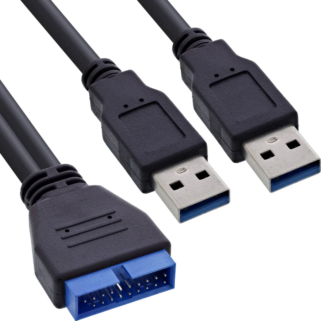 Cavo Interno InLine USB 3.0 19-pin Femmina / 2x A Maschio 0,40m