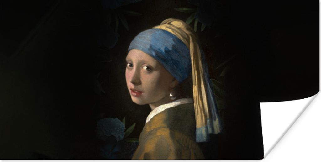 MuchoWow Poster Das Mädchen mit dem Perlenohrring - Vermeer - Blumen 40x20 cm - Poster für die Wand - Poster Schlafzimmer