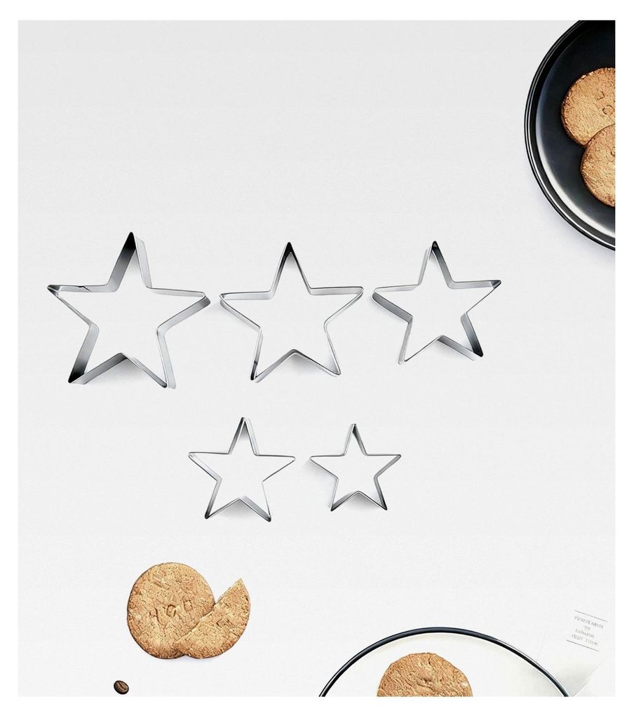 Set von Ausstechformen für Weihnachten, 5 Sterne Ausstecher aus lebensmittelechtem Edelstahl, Plätzchenausstecher für Kekse, Fondant, Geburtstag...