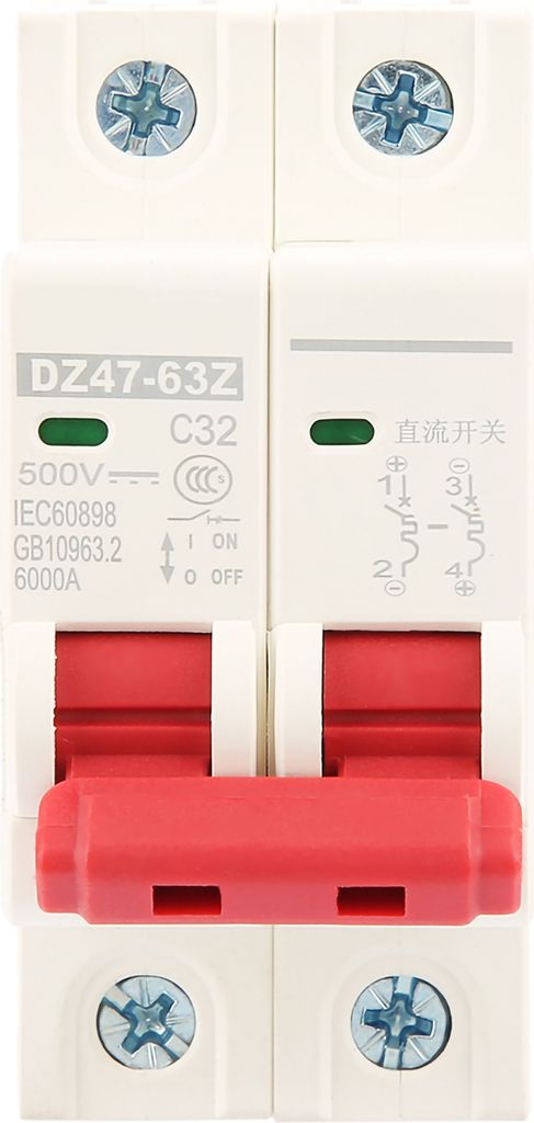 2P DC 500V 32A Mini-Leitungsschutzschalter MCB Sicherheitsunterbrecher DZ47-63Z-2P