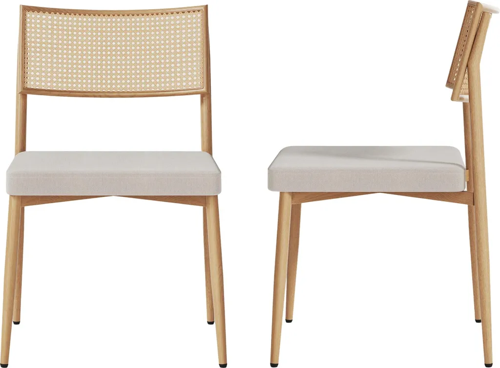 Chaise de salle à manger aspect rotin et pieds métal Jördfjok
