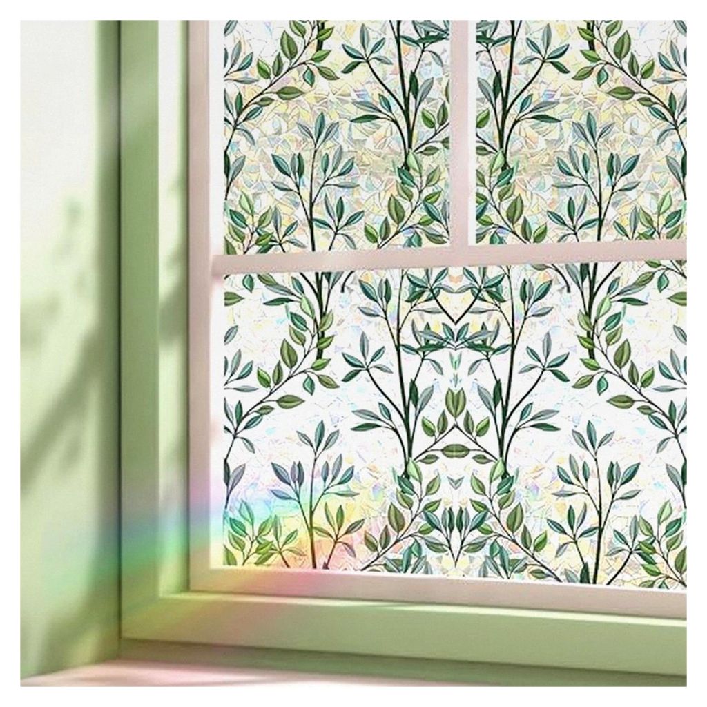 Buntglas-Fensterfolie, Sichtschutzfolie für Glasfenster, dekorative Fensterklebefolie für Badezimmer, Zuhause, Büro (15,7 x 39,3 cm)