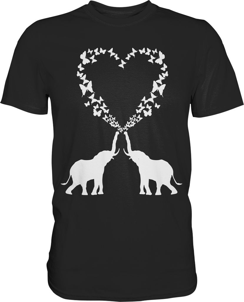 Elefant Herz Schmetterling T-Shirt – Black / 4XL Produktbild 