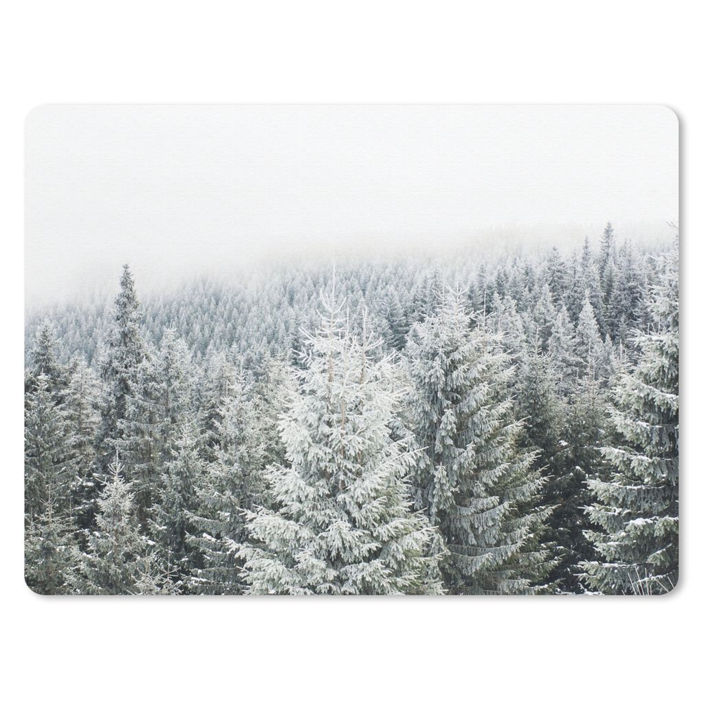 MuchoWow Mauspad Mousepad Wald - Schnee - Winter - Jahreszeiten - Tannenbaum 40x30 cm - Mousepads - Maus Mat - Pad - Mausunterlage - Anti Rutsch
