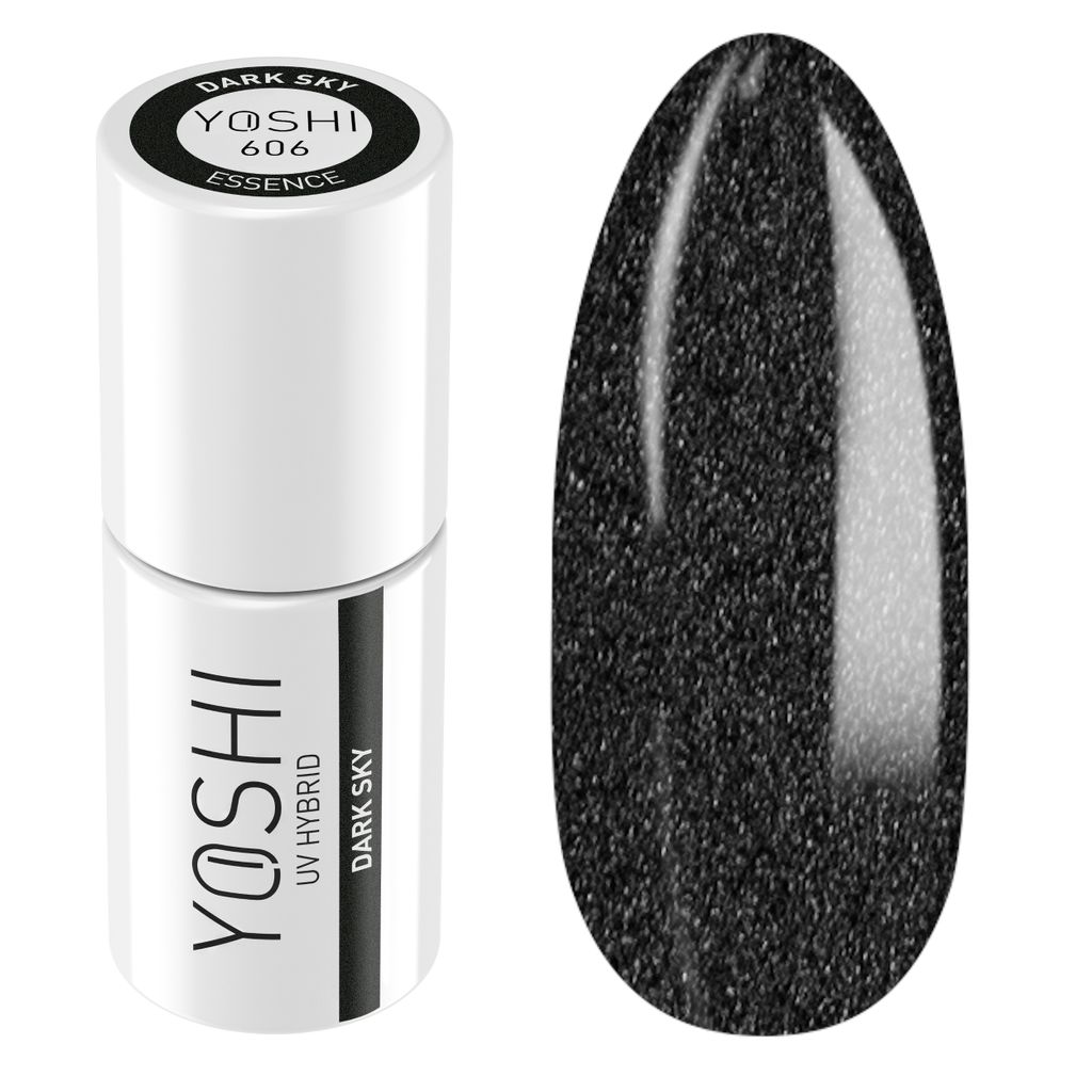 Yoshi | Hybrid-Nagellack - 606 Dark Sky - Hybrid-Gellack - Hybridlack - UV LED - 6ml - Profi Qualität - Schwarz