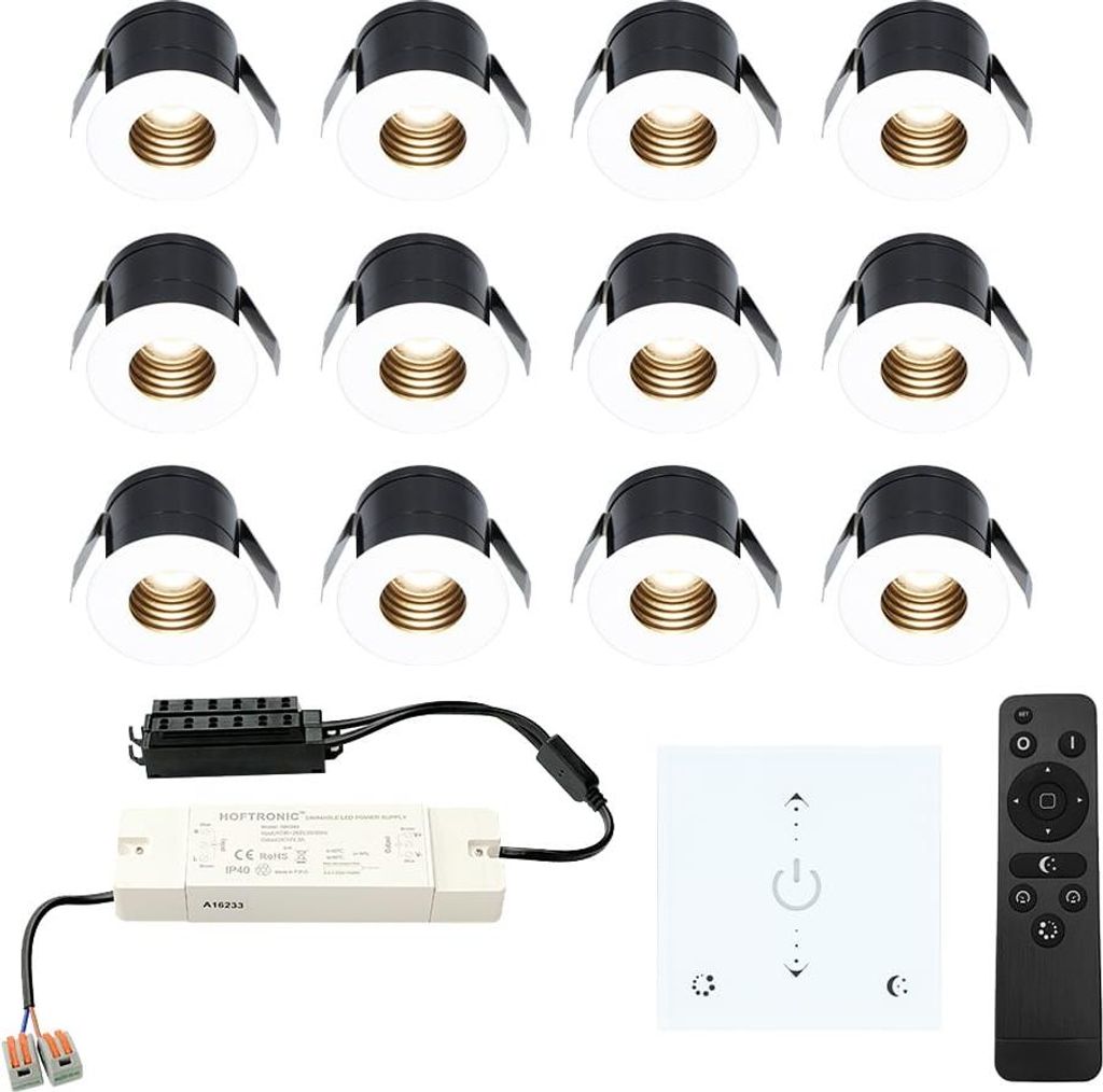 hoftronic 12x Betty LED Mini Einbaustrahler 12V 3W 140lm 2700K IP44 Weiß
