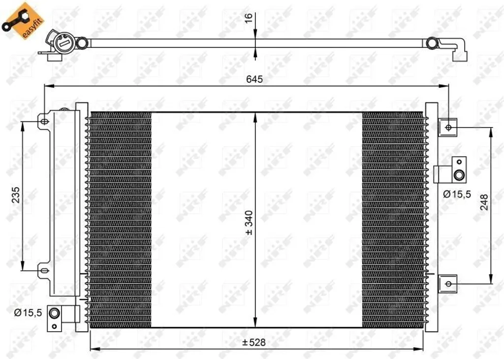 Condenseur clim en aluminium avec sécheur intégré pour Fiat Multipla