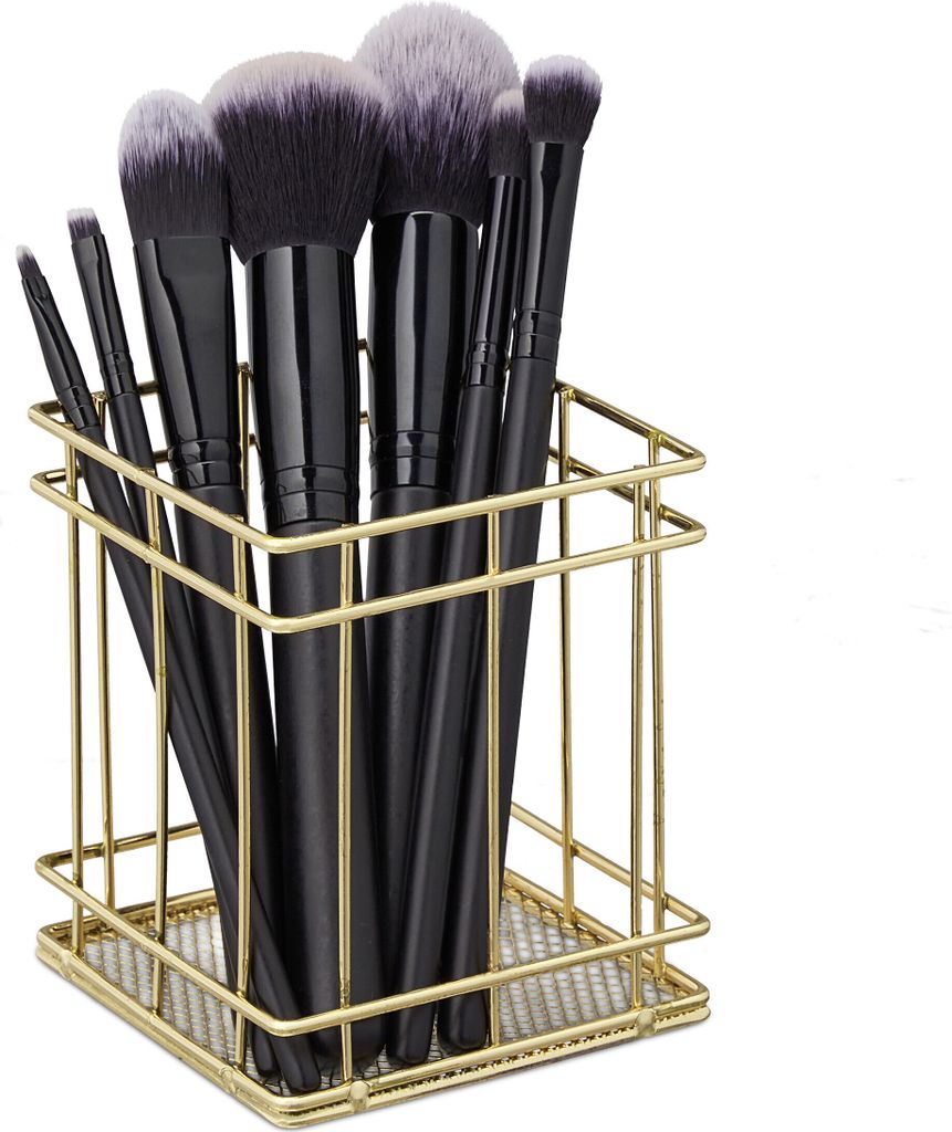 relaxdays 2 x Stiftehalter eckig gold