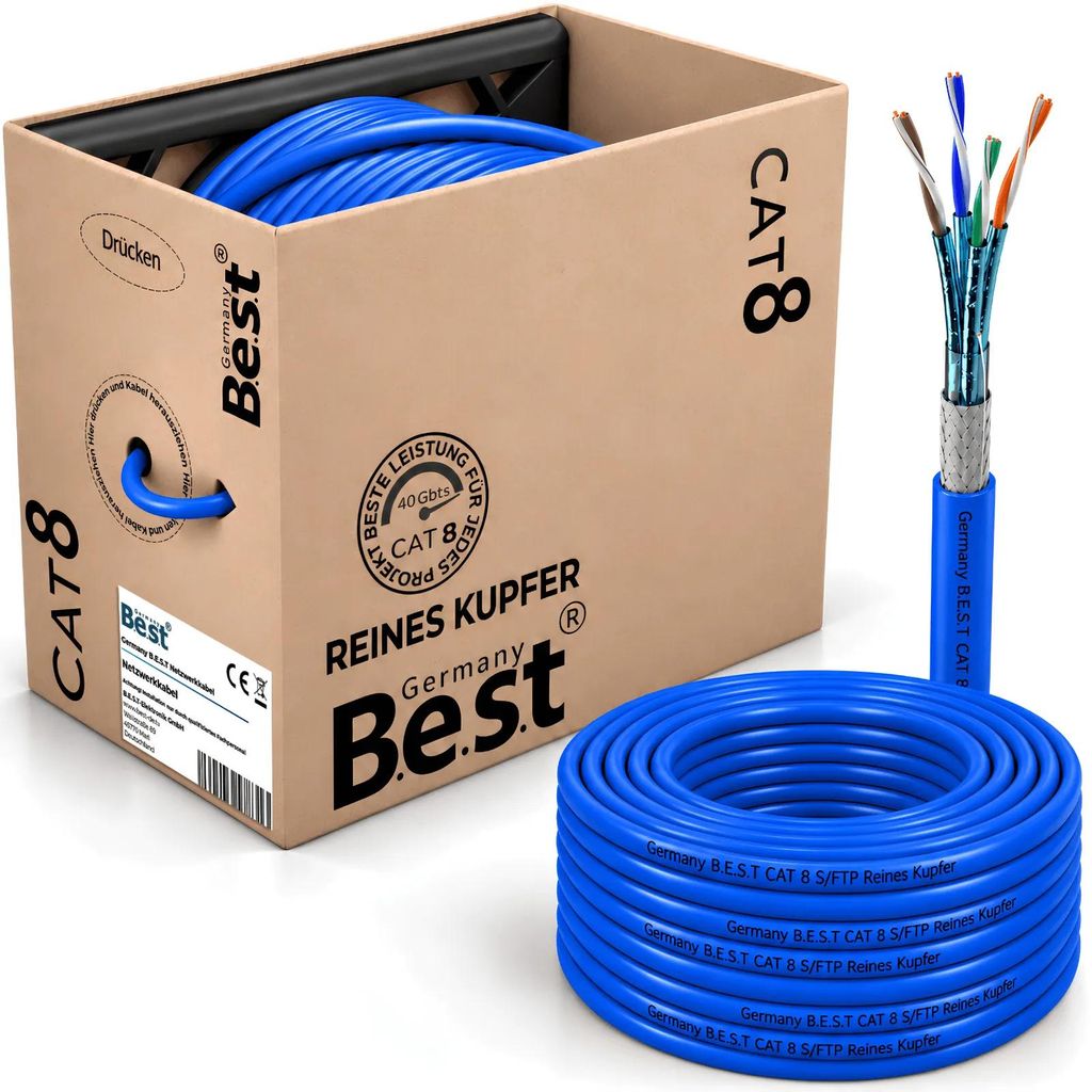 B.E.S.T. 200 m CAT 8.1 Netzwerkkabel S/FTP 40 Gbit/s 2000 Produktbild 