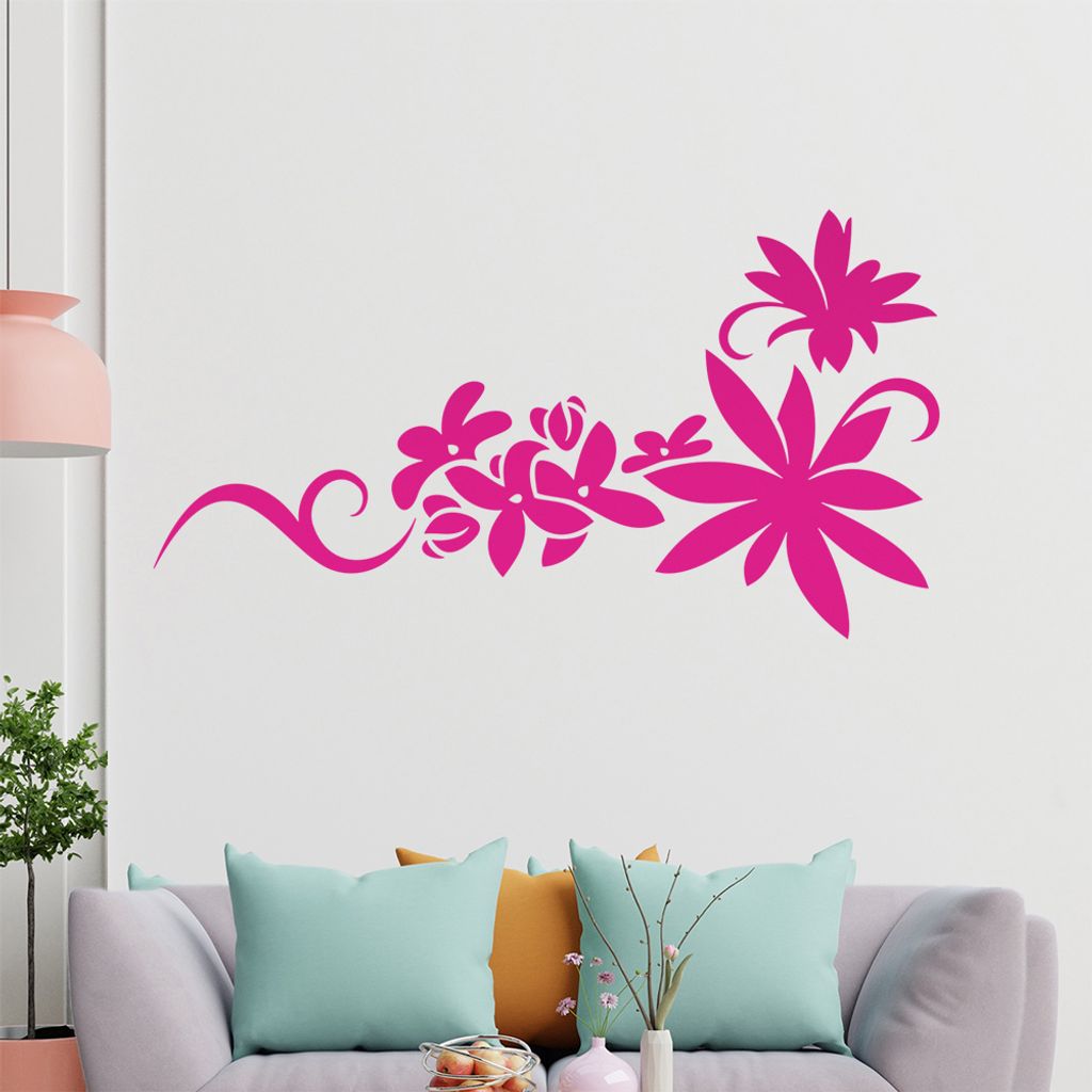 Blumen - Linien Wandtattoo in 6 Größen - Wandaufkleber Wall Sticker - Dekoration, Küche, Wohnzimmer, Schlafzimmer, Badezimmer