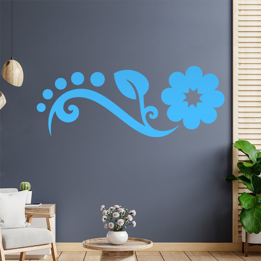 Blume - Linien Punkte Wandtattoo in 6 Größen - Wandaufkleber Wall Sticker - Dekoration, Küche, Wohnzimmer, Schlafzimmer, Badezimmer