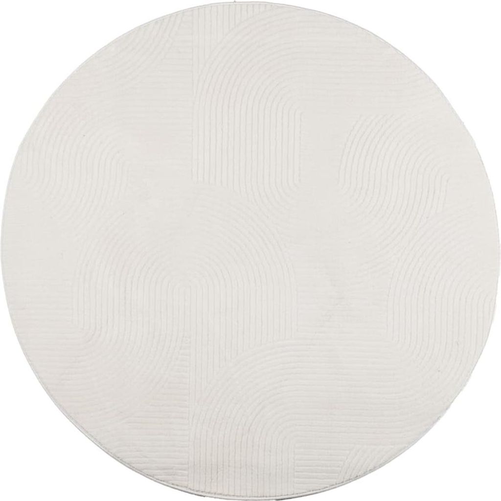 vidaXL Teppich IZA Kurzflor Skandinavischer Look Creme Ø 200 cm