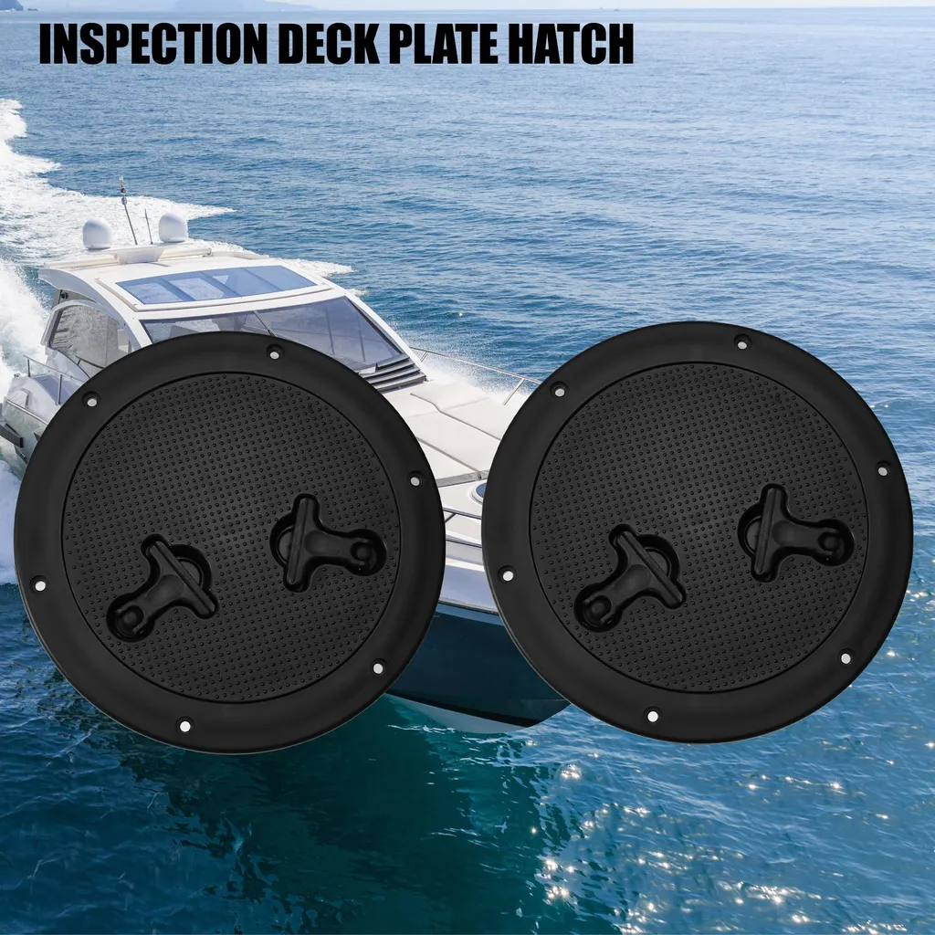 Trappe de Pont 8 Pouces pour Inspection et Rangement Bateau Noir - 2 Pcs