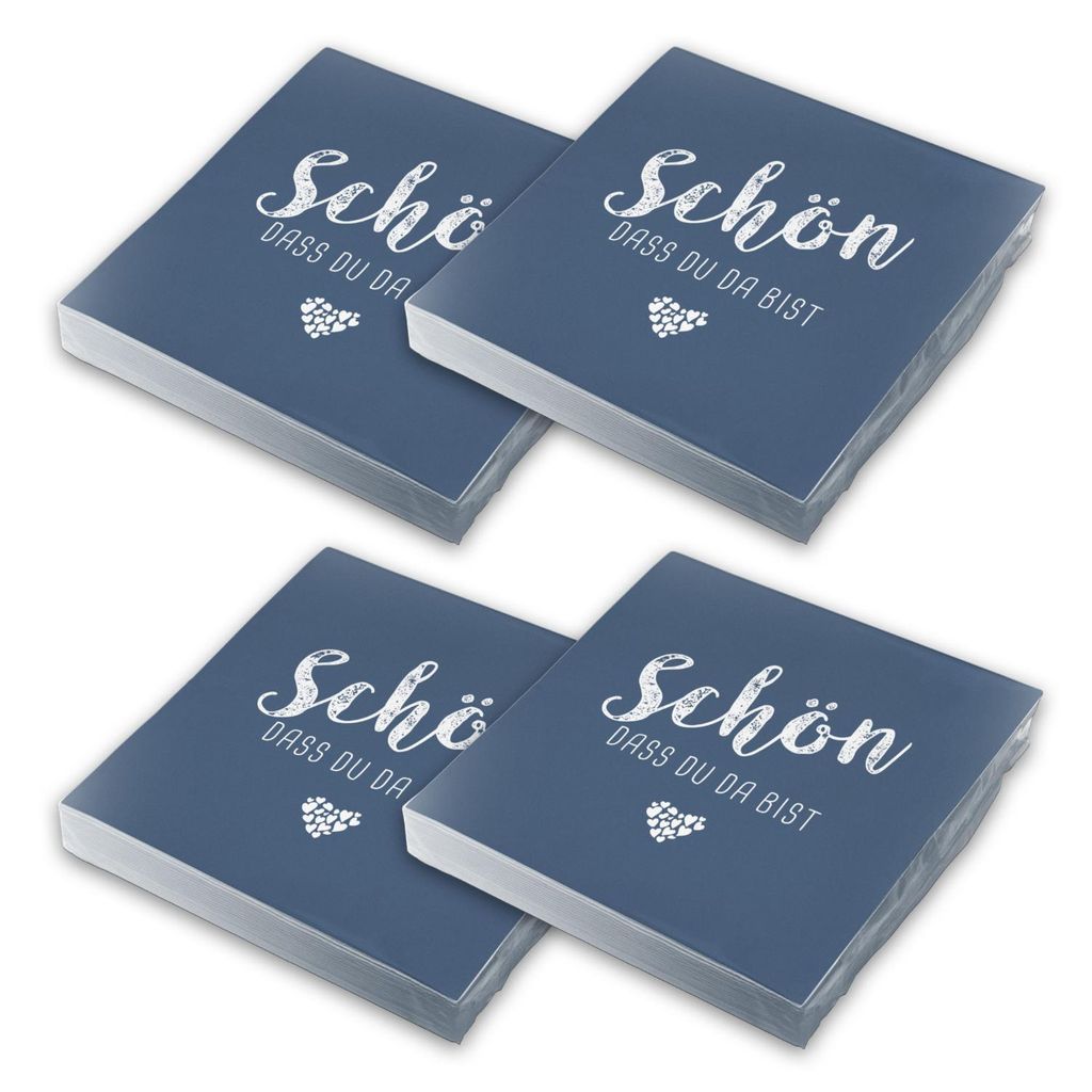 itenga 80x Serviette Schön dass du da bist dunkelblau Set Produktbild 
