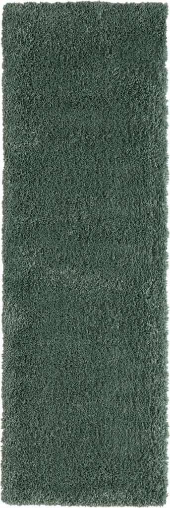 MY-RUG Teppich, Hochflorteppich Shaggy Star, 250x80, grün, leicht glänzend, extra flauschig, Läufer