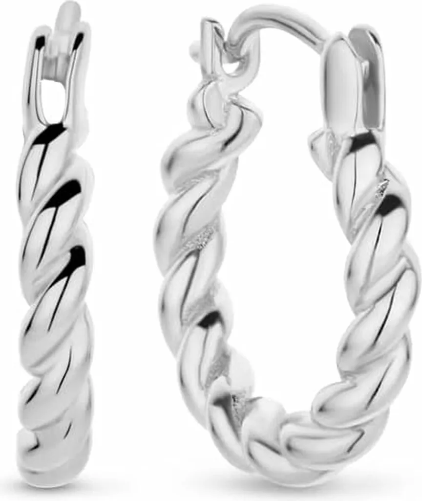 New Bling 9NB-0766 Orecchini d'argento - Donna - Ritorto - 15 x 2,5 mm - Rodio - Argento