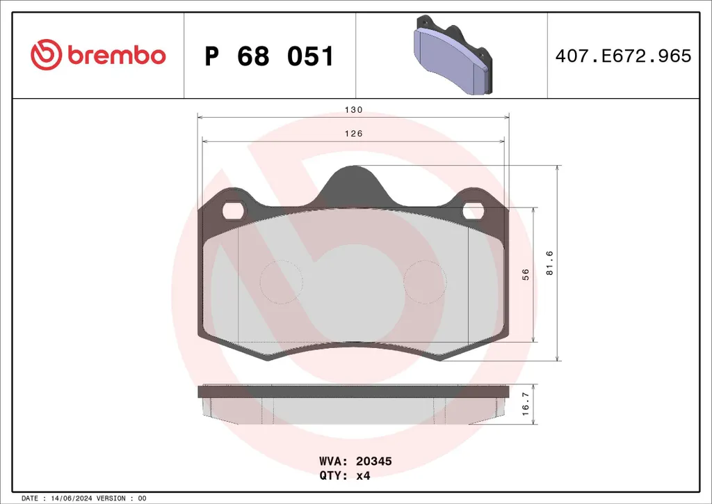 Plaquettes de frein 17 mm BREMBO performance thermique pour RENAULT CLIO - 2