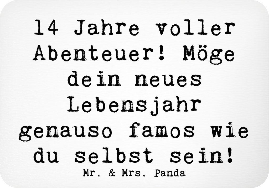 Mr. & Mrs. Panda Kühlschrankmagnet Spruch 14. Geburtstag Abenteuer - Weiß - Geschenk, Happy Birthday, küchenmagnet, Geschenkidee, haftmagnet, Ge...
