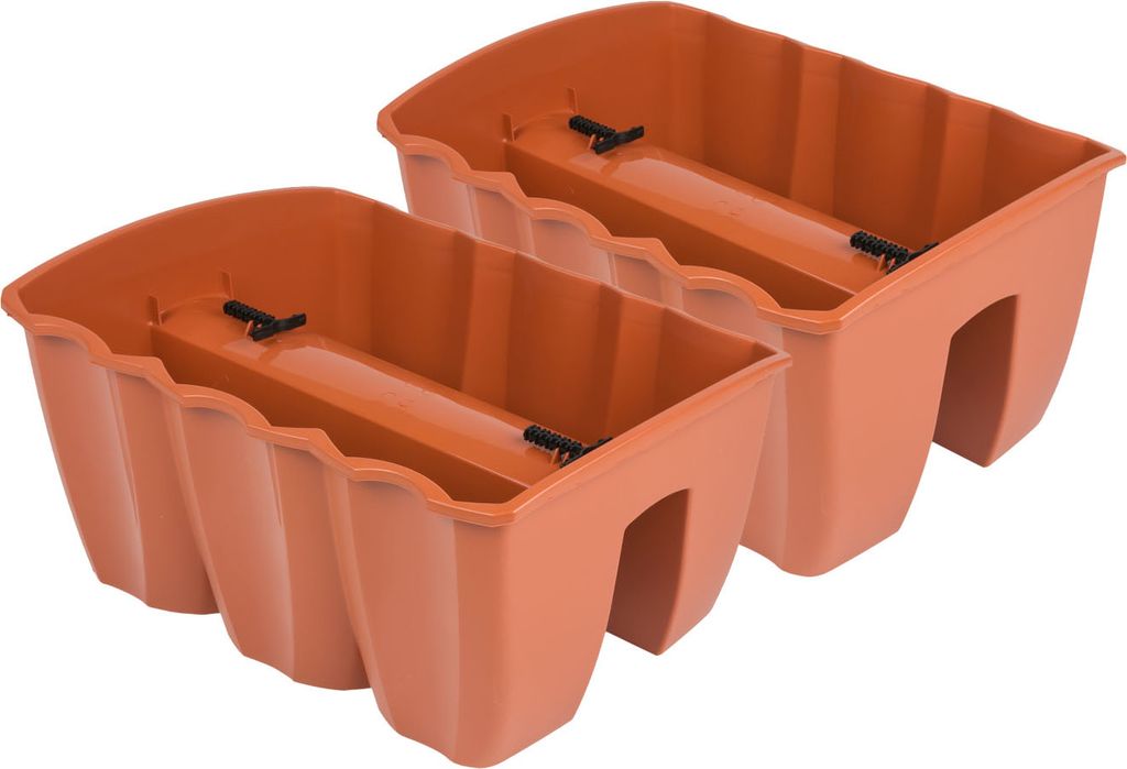 2x Blumenkasten 40cm Hängetopf Blumentopf Balkontopf Geländertopf DCRO Terrakotta
