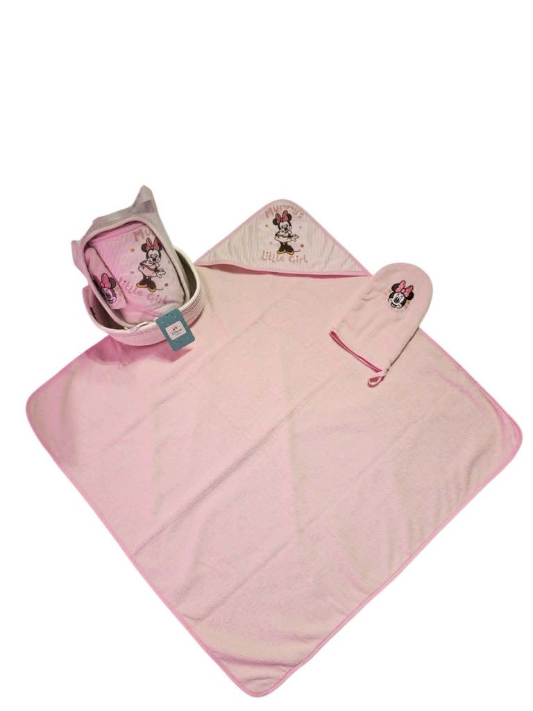 Disney Minnie Mouse Babyset Badetuch Washhandschuh Korb Produktbild 