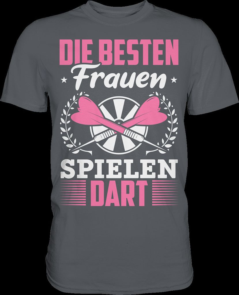 Besten Frauen spielen Dart Darts Spruch T-Shirt – Dark Grey Produktbild 