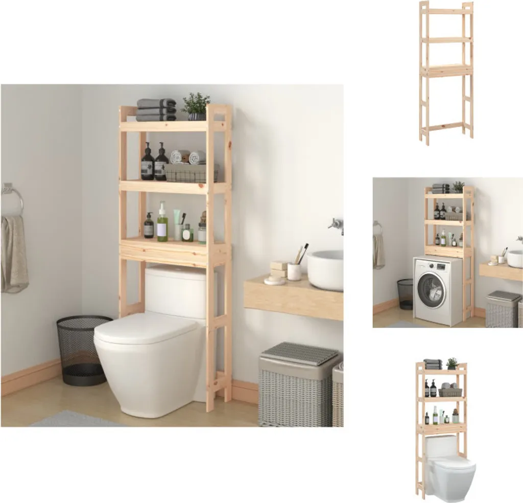 Étagère de toilette en pin massif robuste 171 cm avec 3 niveaux de soins