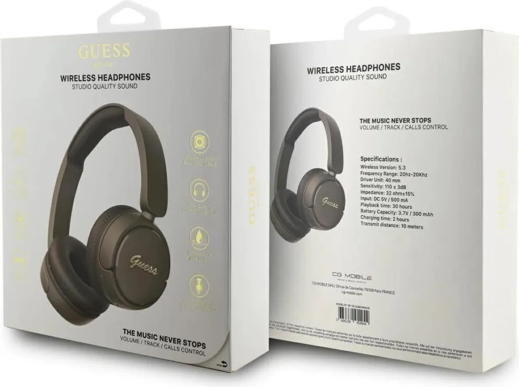 Recensione Cuffie Bluetooth Guess Marrone - Logo Metal Script Spec - 4
