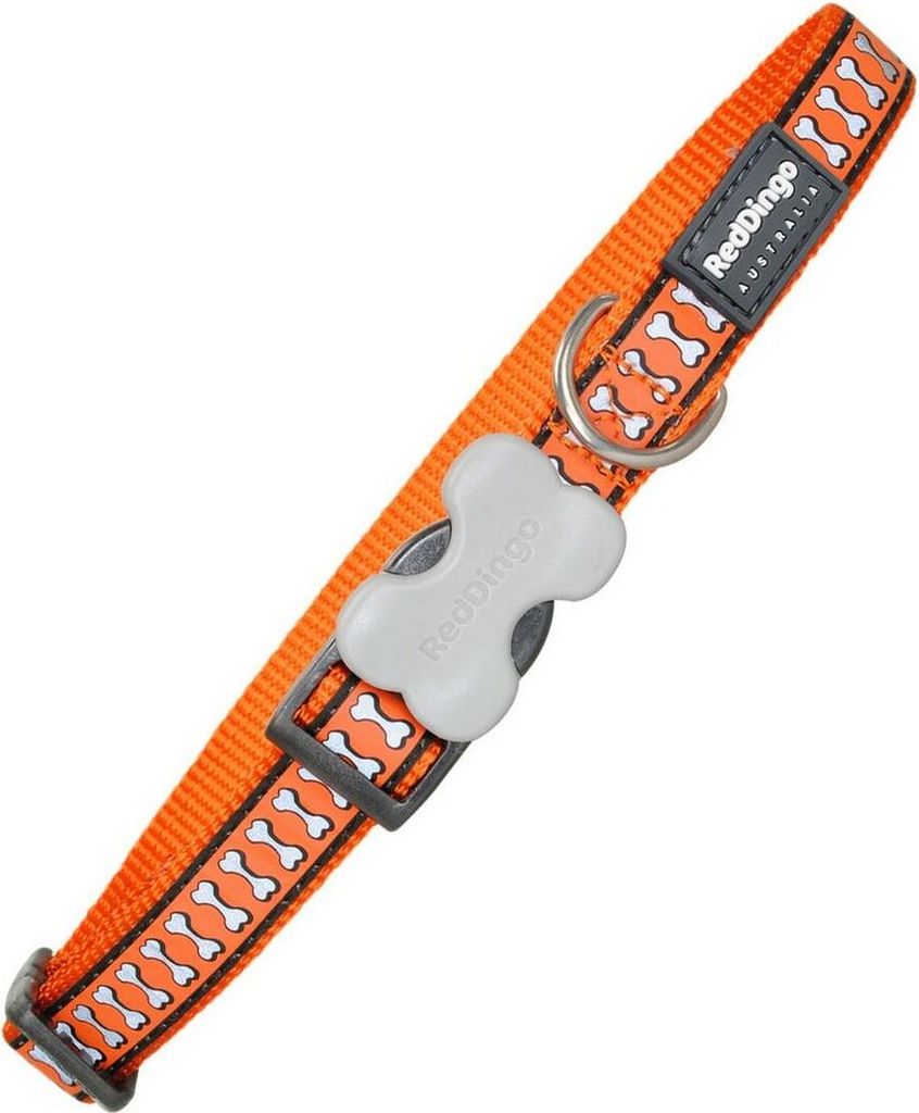 Hundehalsband Red Dingo Reflektierend Knochen 24-37 cm Orange