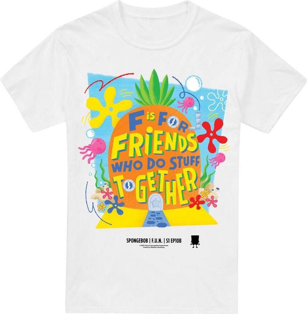 SpongeBob SquarePants - "Friends" T-Shirt für Herren TV6443 (S) (Weiß)
