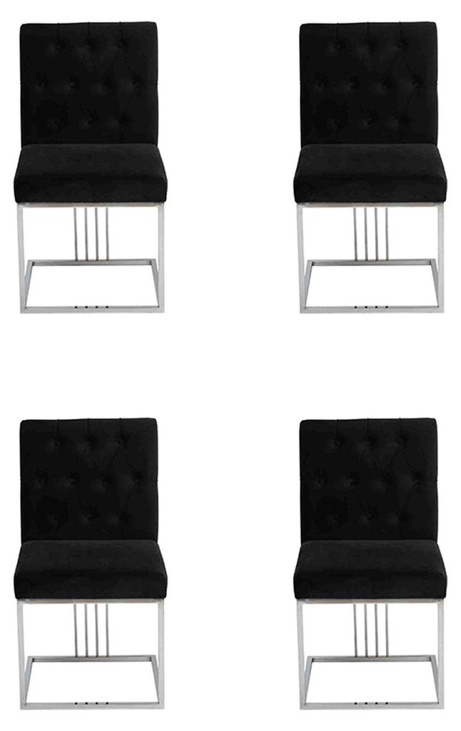 Schwarzer 4x Stühle Lehnstuhl Designer Esszimmer Möbel Essstühle Edelstahlstuhl