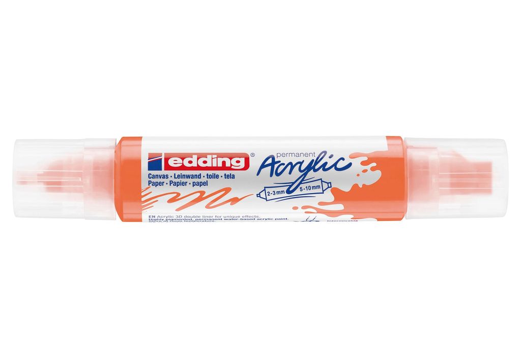 edding 5400 Acryl 3D Double Liner - neon-orange - 1 Acrylfarbe Tube - Doppel-Spitze 2-3,5-10 mm