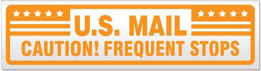 Kiwistar - Autoaufkleber - Orange - 45 x 12 cm - U.S. Mail Frequent Stops - Hinweis Aufkleber Sticker für Auto, Kfz, Fahrrad, PKW, LKW