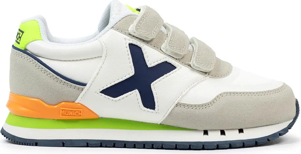 Baskets d'École Garçon Munich Dash Velcro 166 Blanc en Pointure 30