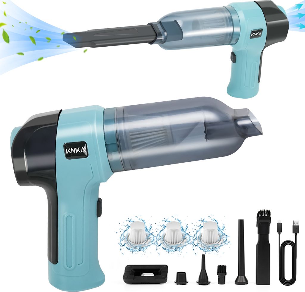 KNKA 3 IN 1 Handstaubsauger Akku 9000PA, Kabelloser Handstaubsauger Autostaubsauger mit Bürstenlosem Motor und Filter, für Auto,Zuhause,Büro,Tie...