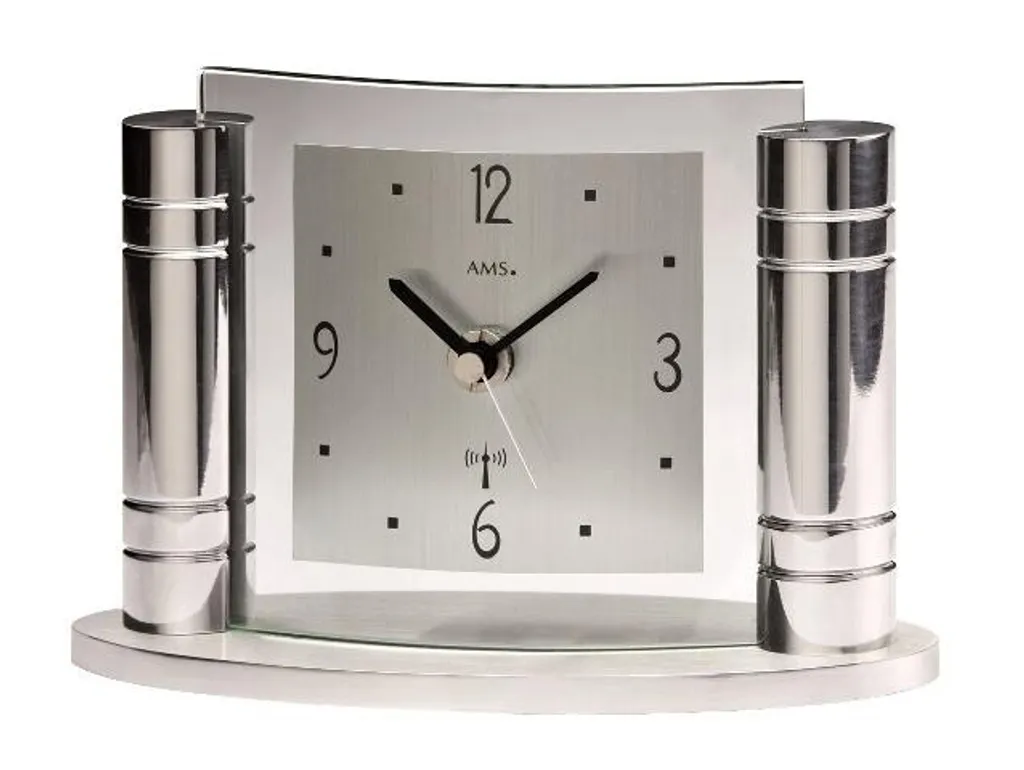 Horloge radiocommandée AMS 5130 précise avec boîtier métal 18 cm gris