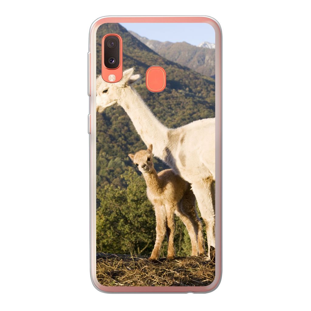 MuchoWow Handyhülle Schutzhülle Hülle für Samsung Galaxy A20e Alpakas - Berge - Natur Silikon Softcase Handy Hülle - Abdeckung