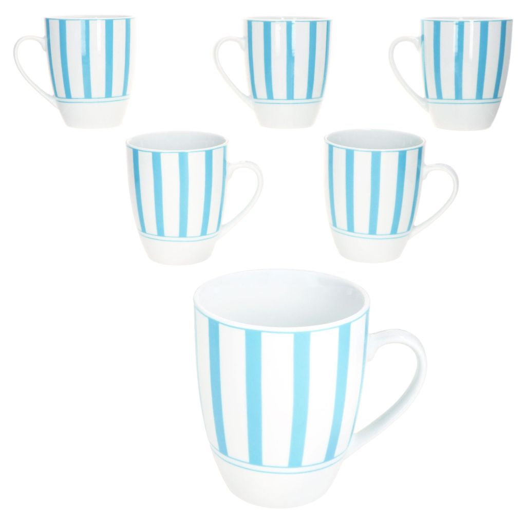 Split türkis Streifen 6er Set Kaffeebecher 300ml Produktbild 