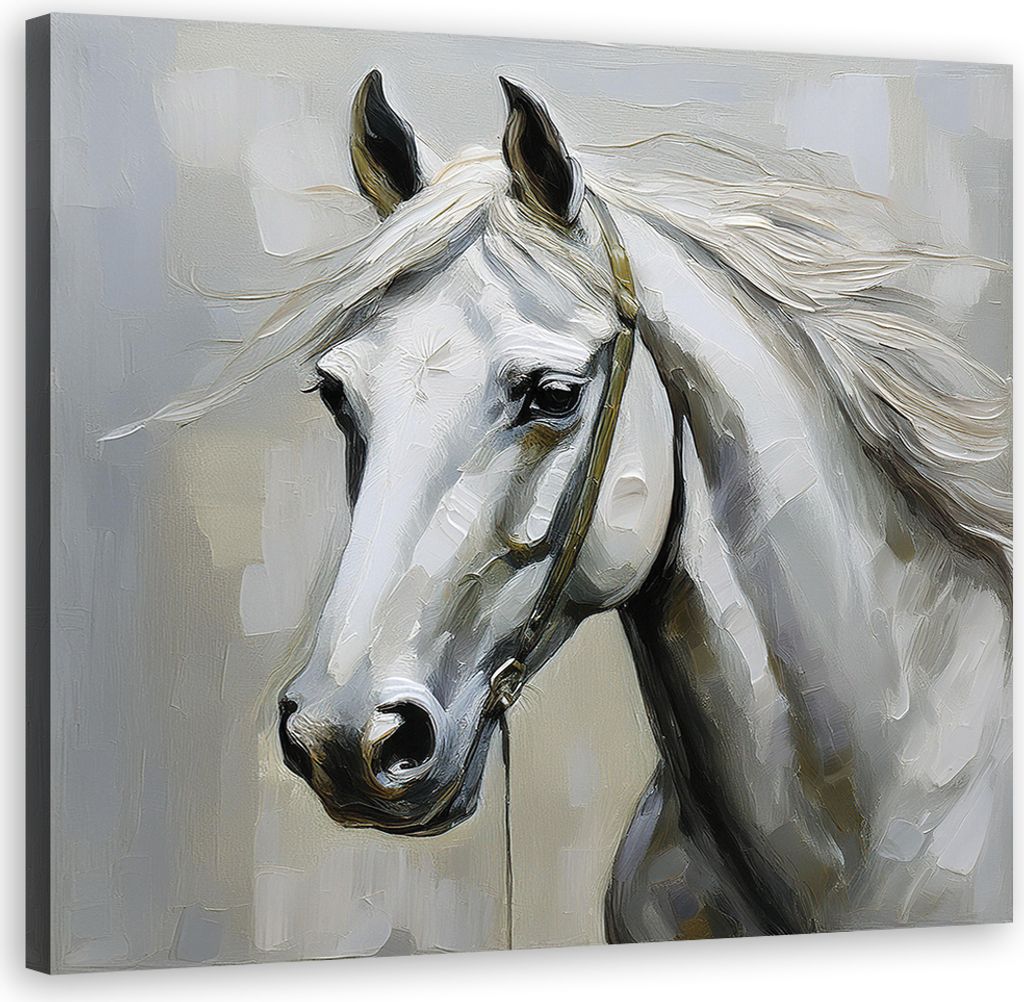 Leinwandbild Weißes Pferd Tiere 30x30 Feeby Weiß bild für die wand bereit zum aufhängen
