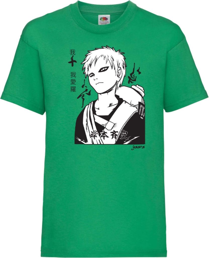 Kinder T-Shirt Japan Animation Manga Anime Comics Naruto Gaara 01 Var-044, 5-6 Jahr - 116 / Grün