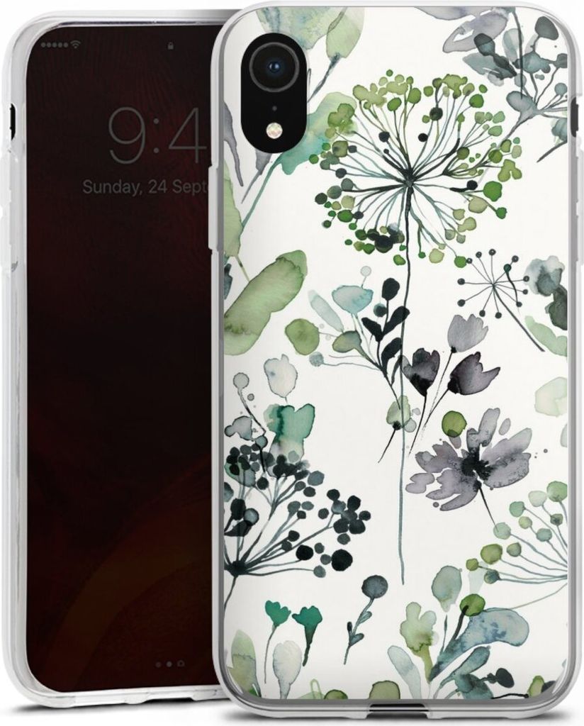 DeinDesign Handyhülle für Apple iPhone Xr Silikon Hülle Case Smartphone Schutzhülle Blumen Wasserfarbe Eukalyptus
