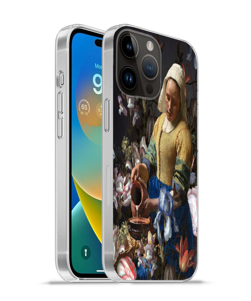 MuchoWow Handyhülle Schutzhülle Hülle für Apple iPhone 14 Pro Max Milchmädchen - Blumen - Regenbogen Silikon Softcase Handy Hülle - Hardcover