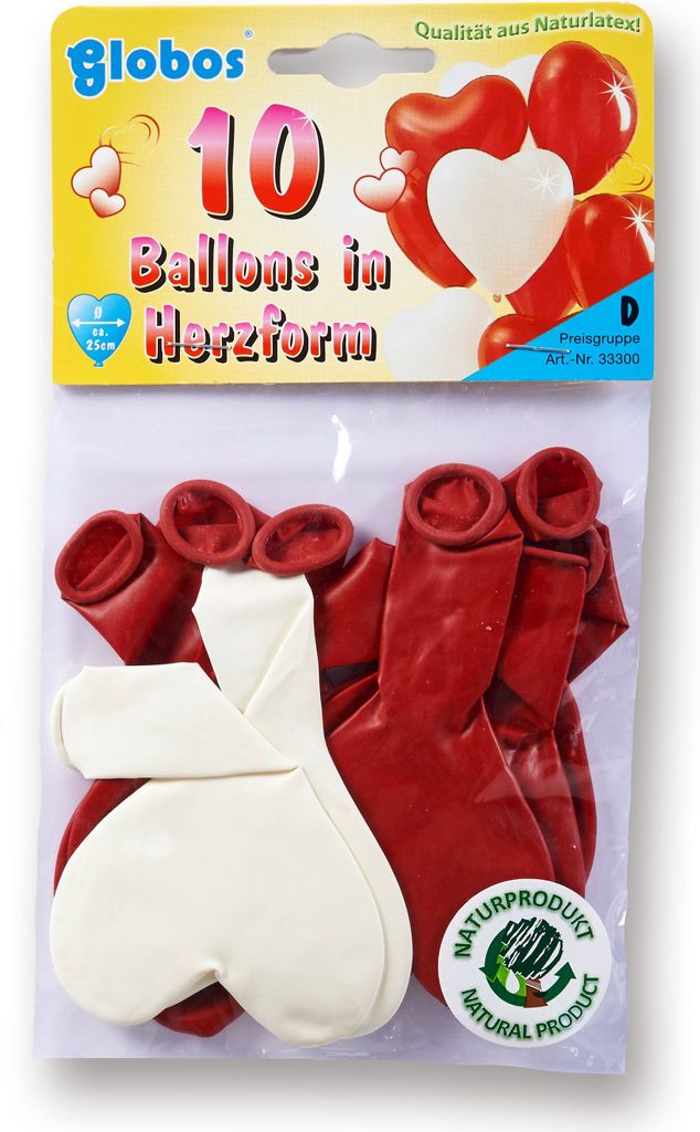 10 Luftballons Herzform 25cm Produktbild 