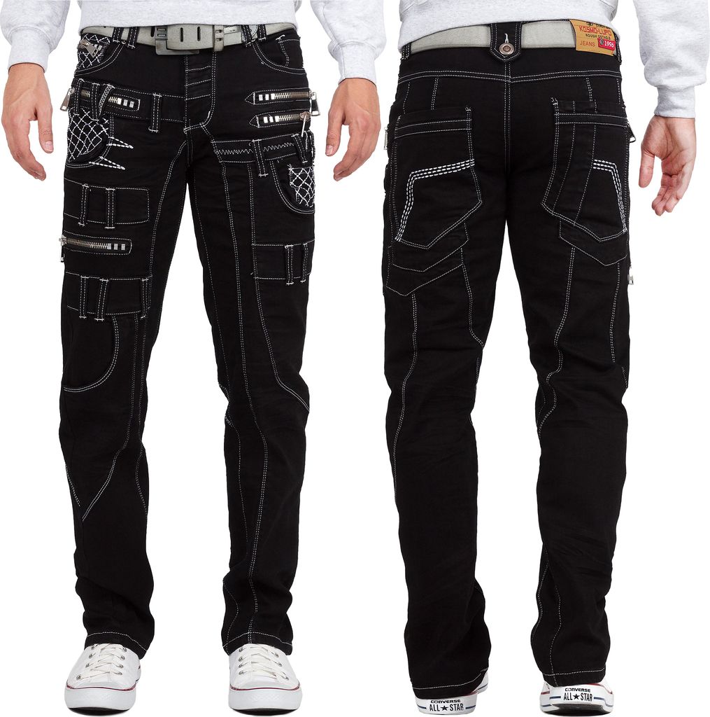 Kosmo Lupo Herren Jeans KM009-1 Schwarz W38/L34