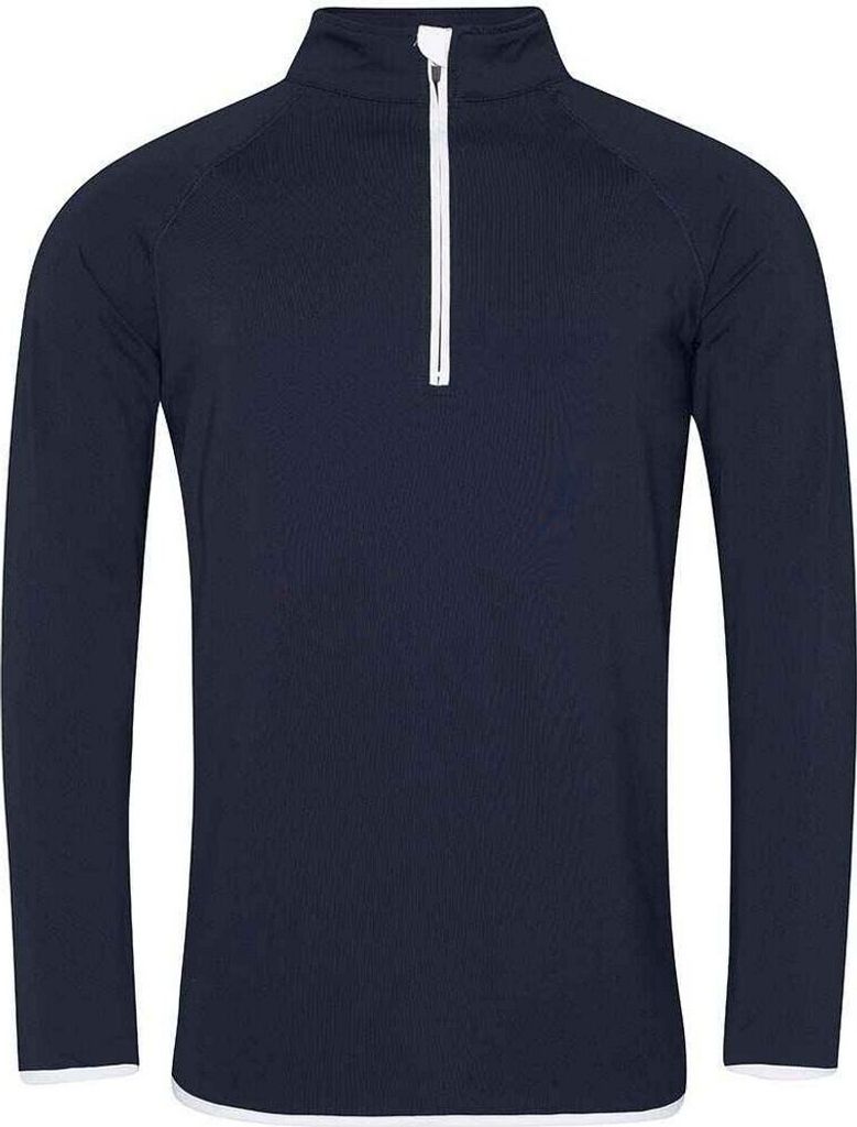 AWDis Cool - Sweat-Top mit halbem Reißverschluss für Herren PC5969 (XL) (Dunkelblau/Arktisch Weiß)