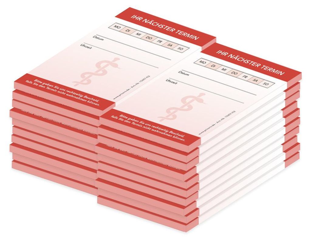 PRICARO Terminblock Ärzte und Mediziner "Äskulapstab" rot, (20er Pack)