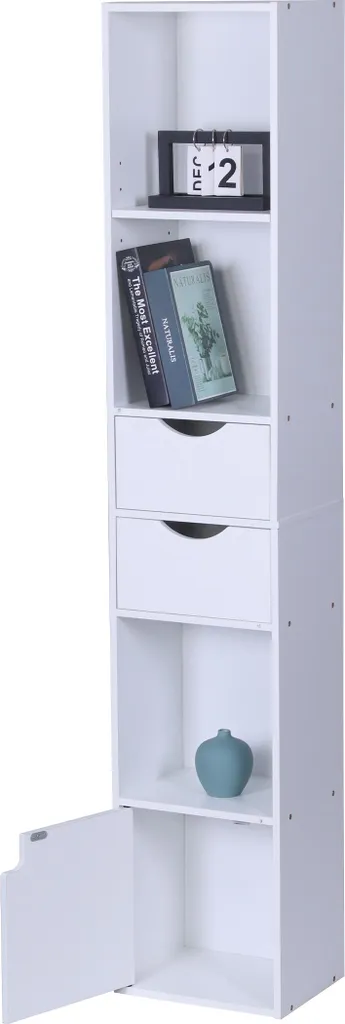 Bibliothèque Relaxdays avec tiroirs en bois blanc pour salon et bureau